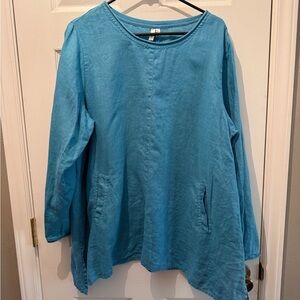 Kleen 100% Linen Tunic Top Size L Pockets Lagenlook